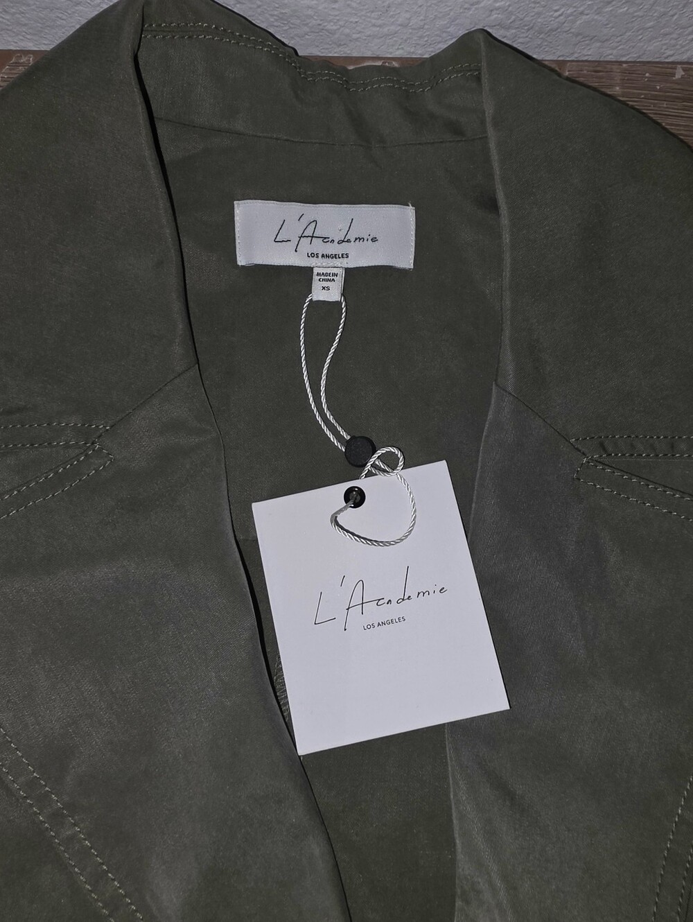 NWT L'Academie Revolve Tencel Olive Green Belted Blazer Jacket Women's XS - Picture 5 of 8